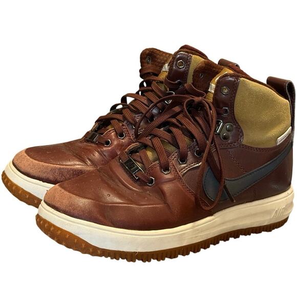 Nike Lunar Force 1 Duck Boot Women's Size 6.5 Sneakerboot Maroon Gum Bottom - Picture 3 of 8